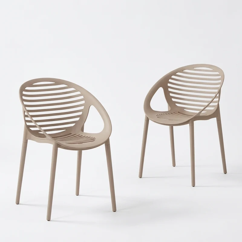 Set de 2 Sillas Tokio con Brazos, Color Taupe, con Espaldar y Diseño Moderno