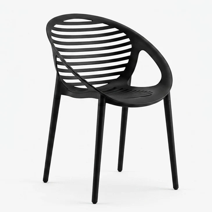 Silla Tokio con Brazos, Color Negro, con Espaldar y Diseño Moderno