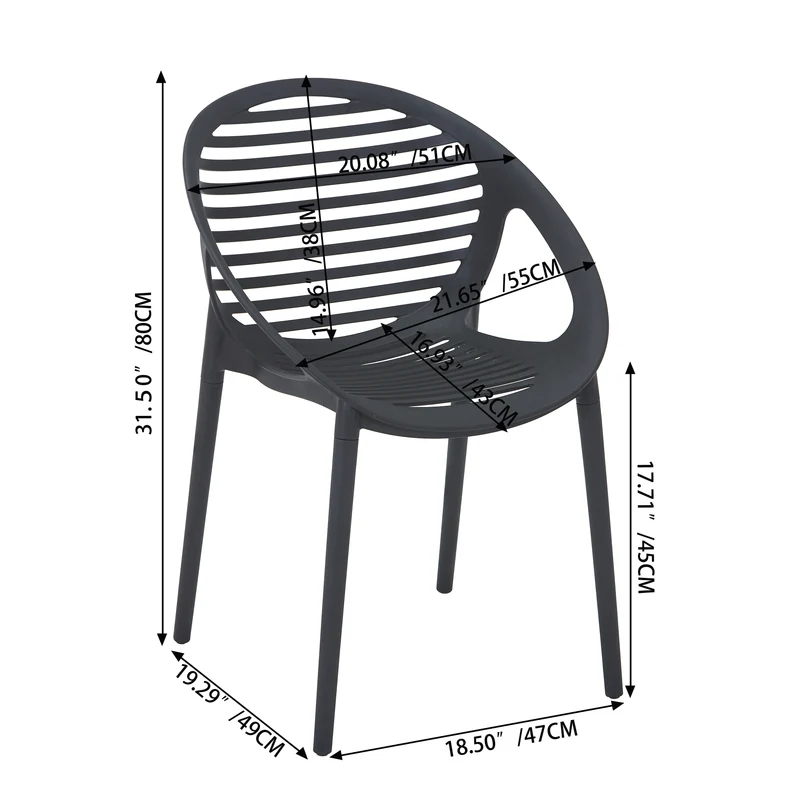 Silla Tokio con Brazos, Color Negro, con Espaldar y Diseño Moderno