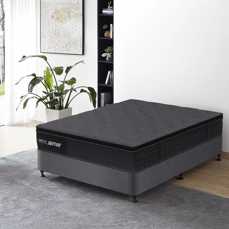 Combo Cama Sencillo Celeste Eurolino Beige, Natural + Colchón Siesta Orthopedic