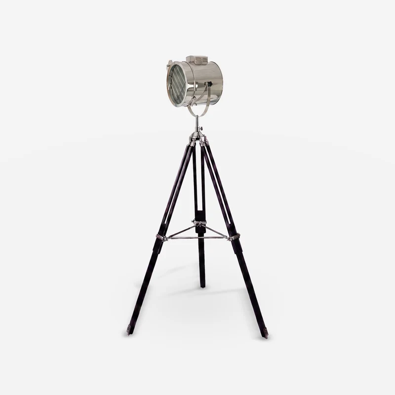 Chrome steel and black steel floor lamp