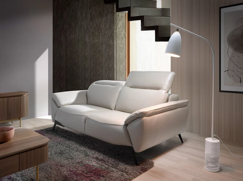 2-seater taupe leather sofa