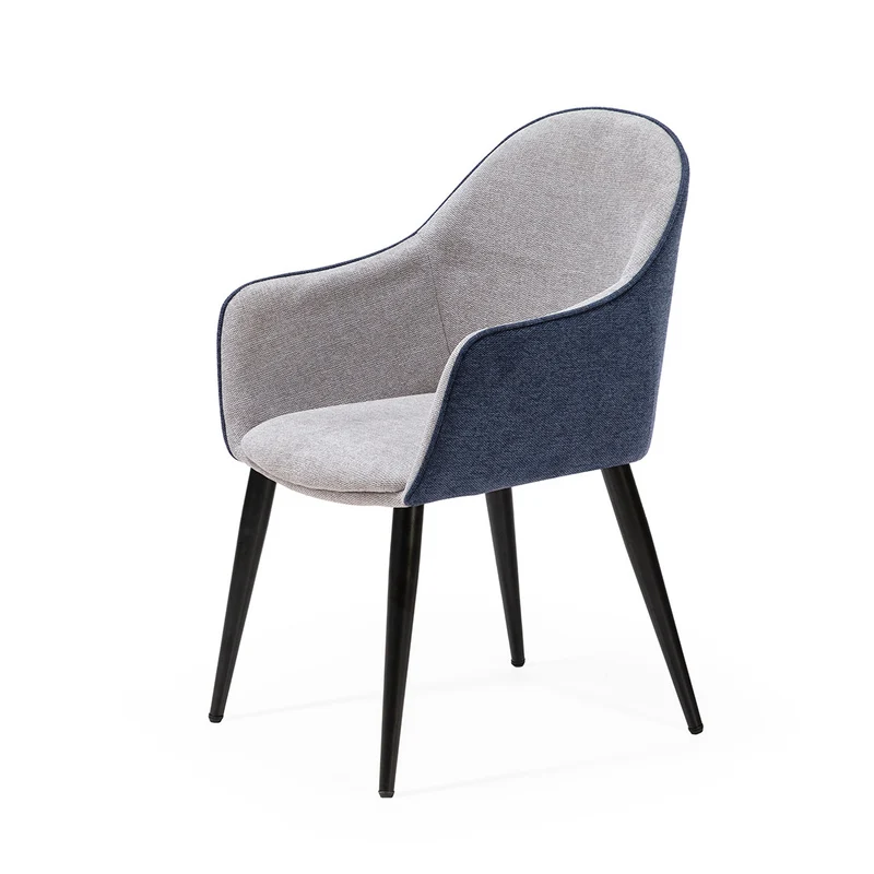 Fabric chair in blue/grey combination · 4 finishes
