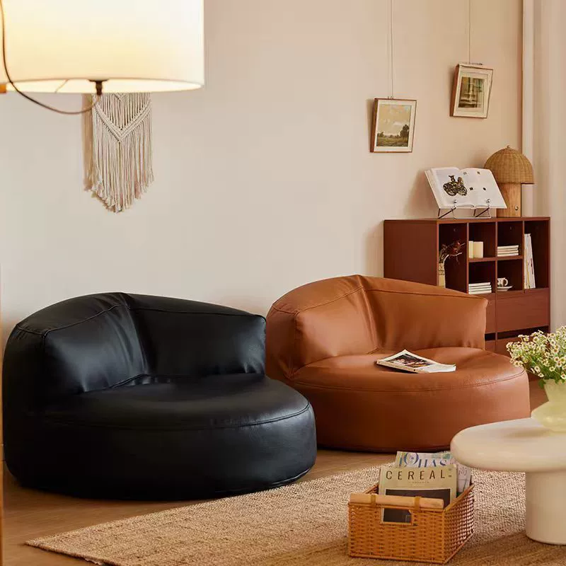 Contemporary Retro Microfiber Leather EPS Semicircular Bean Bag Lazy Sofa Footrest Backrest For Living Room