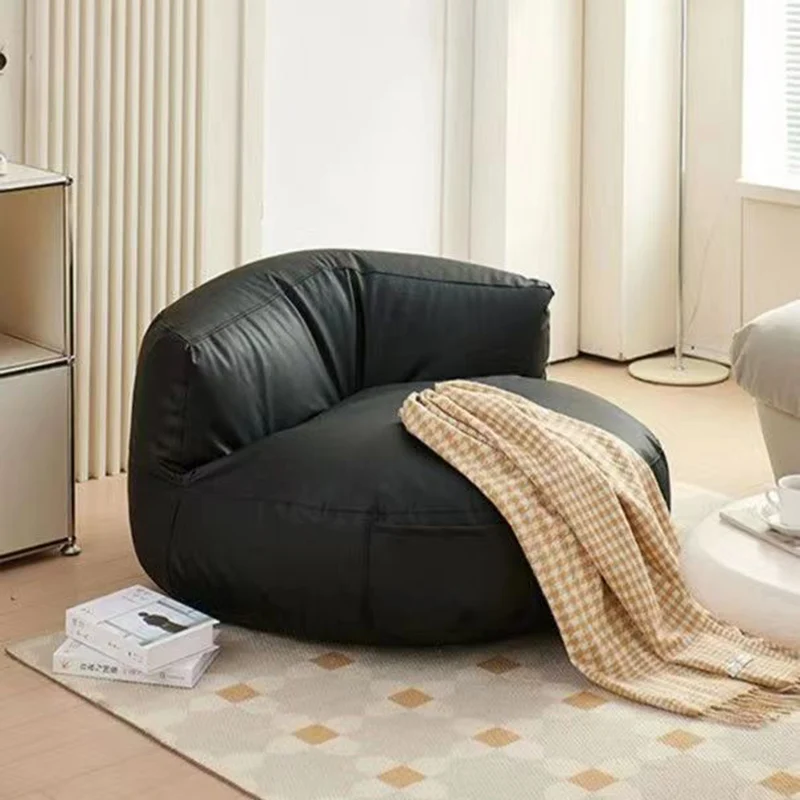 Contemporary Retro Microfiber Leather EPS Semicircular Bean Bag Lazy Sofa Footrest Backrest For Living Room