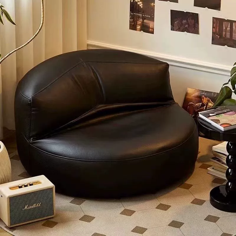 Contemporary Retro Microfiber Leather EPS Semicircular Bean Bag Lazy Sofa Footrest Backrest For Living Room