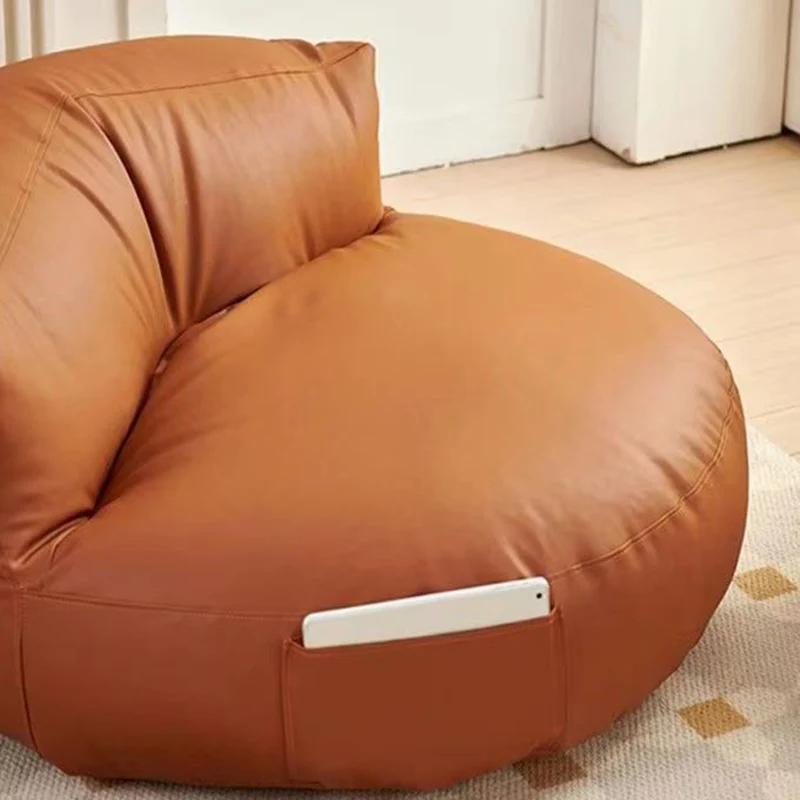 Contemporary Retro Microfiber Leather EPS Semicircular Bean Bag Lazy Sofa Footrest Backrest For Living Room
