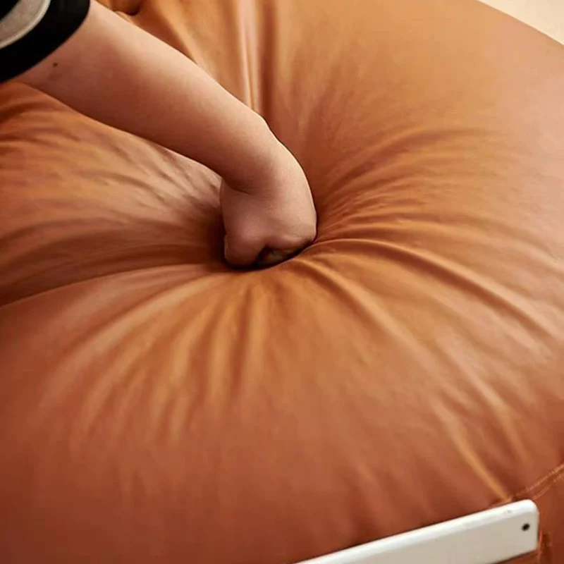 Contemporary Retro Microfiber Leather EPS Semicircular Bean Bag Lazy Sofa Footrest Backrest For Living Room