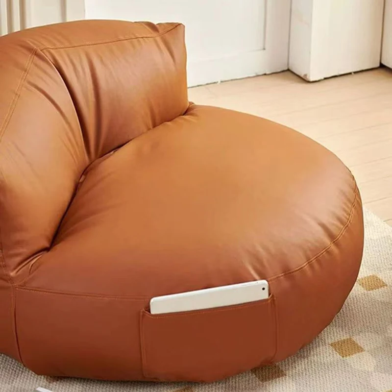 Contemporary Retro Microfiber Leather EPS Semicircular Bean Bag Lazy Sofa Footrest Backrest For Living Room