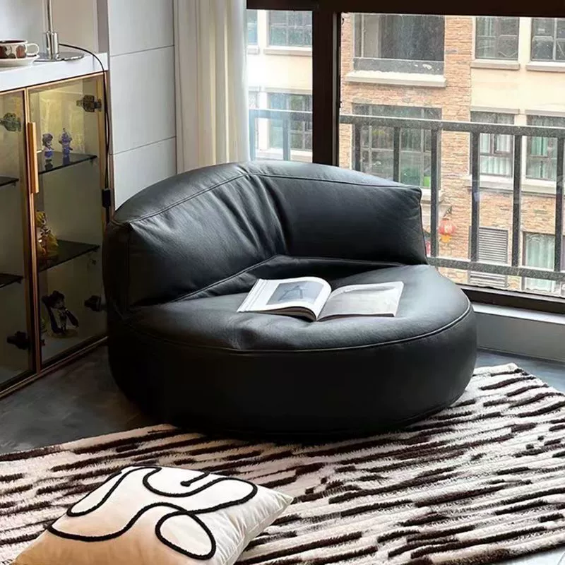 Contemporary Retro Microfiber Leather EPS Semicircular Bean Bag Lazy Sofa Footrest Backrest For Living Room