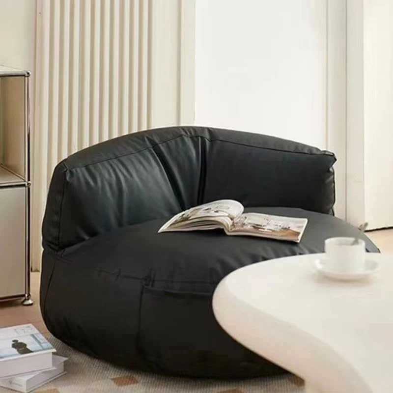 Contemporary Retro Microfiber Leather EPS Semicircular Bean Bag Lazy Sofa Footrest Backrest For Living Room