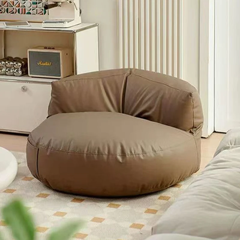 Contemporary Retro Microfiber Leather EPS Semicircular Bean Bag Lazy Sofa Footrest Backrest For Living Room