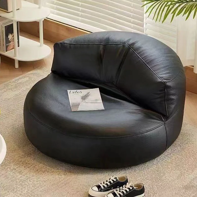 Contemporary Retro Microfiber Leather EPS Semicircular Bean Bag Lazy Sofa Footrest Backrest For Living Room