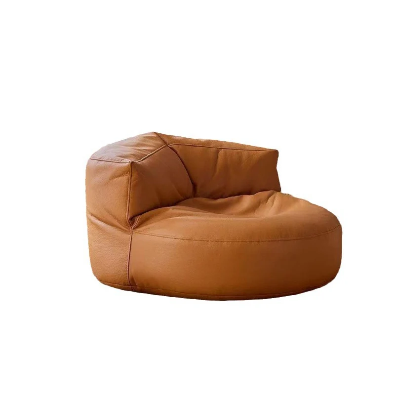 Contemporary Retro Microfiber Leather EPS Semicircular Bean Bag Lazy Sofa Footrest Backrest For Living Room