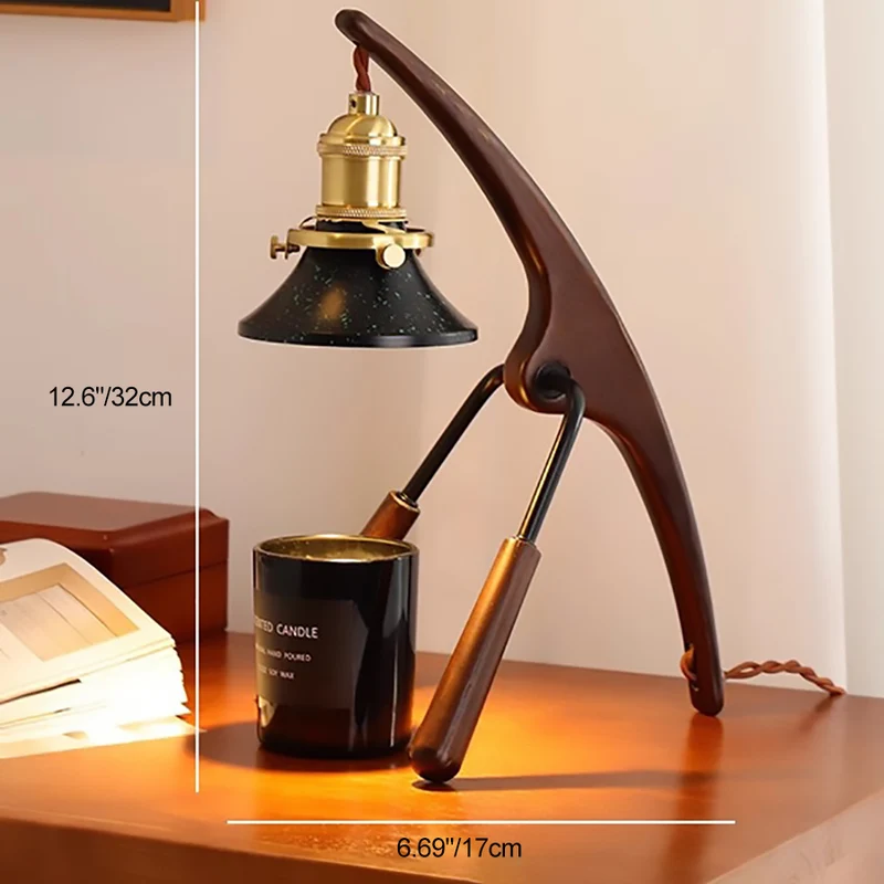 Traditional Vintage Cone Ash Wood Metal 1-Light Melting Wax Table Lamp For Bedroom