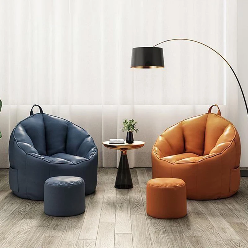 Contemporary Scandinavian Round Synthetic Fabric Accent Chair Backrest For Living Room