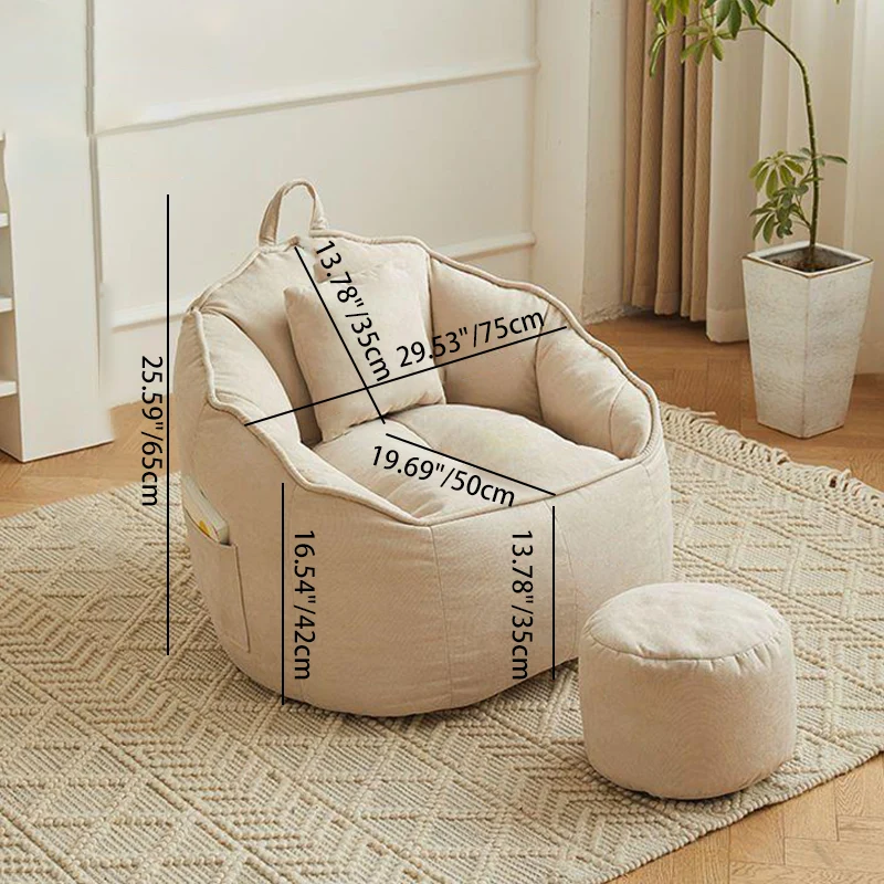 Contemporary Scandinavian Round Synthetic Fabric Accent Chair Backrest For Living Room