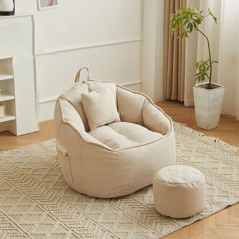 Contemporary Scandinavian Round Synthetic Fabric Accent Chair Backrest For Living Room