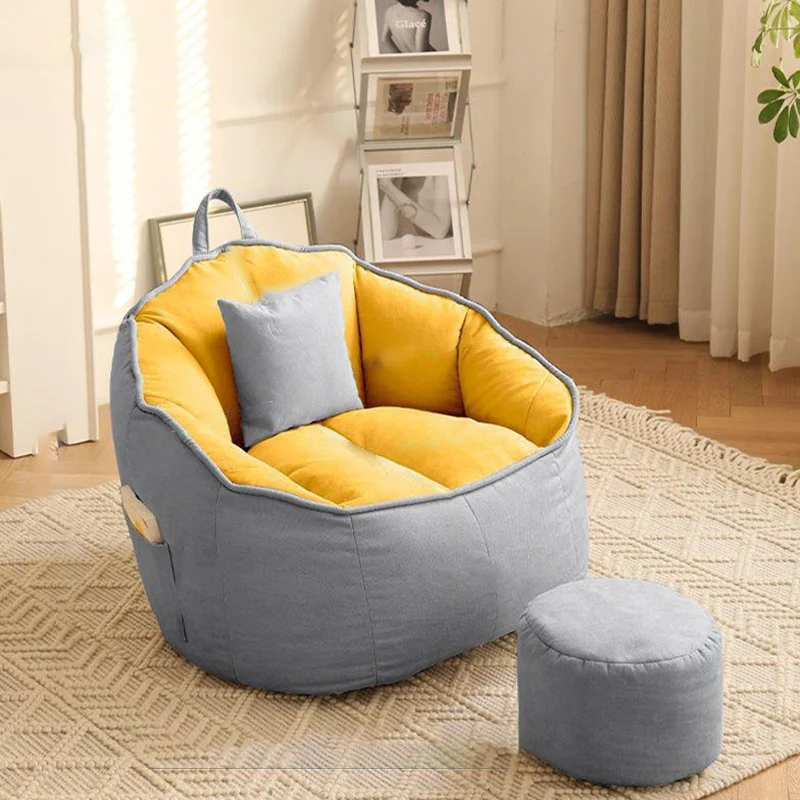 Contemporary Scandinavian Round Synthetic Fabric Accent Chair Backrest For Living Room