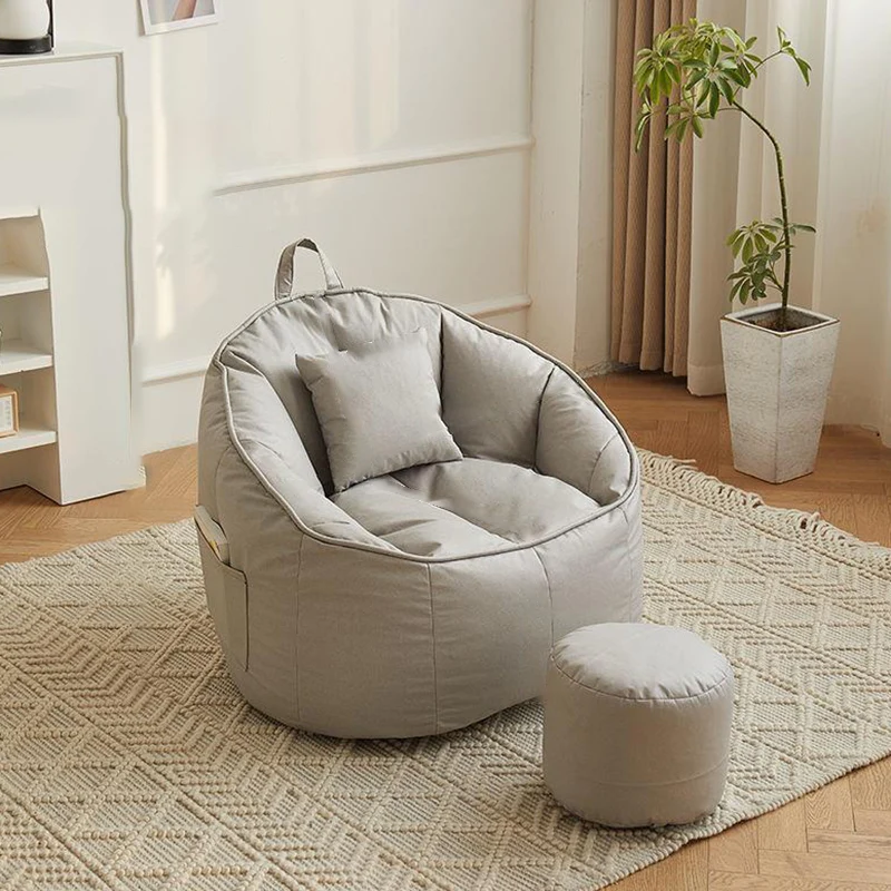 Contemporary Scandinavian Round Synthetic Fabric Accent Chair Backrest For Living Room