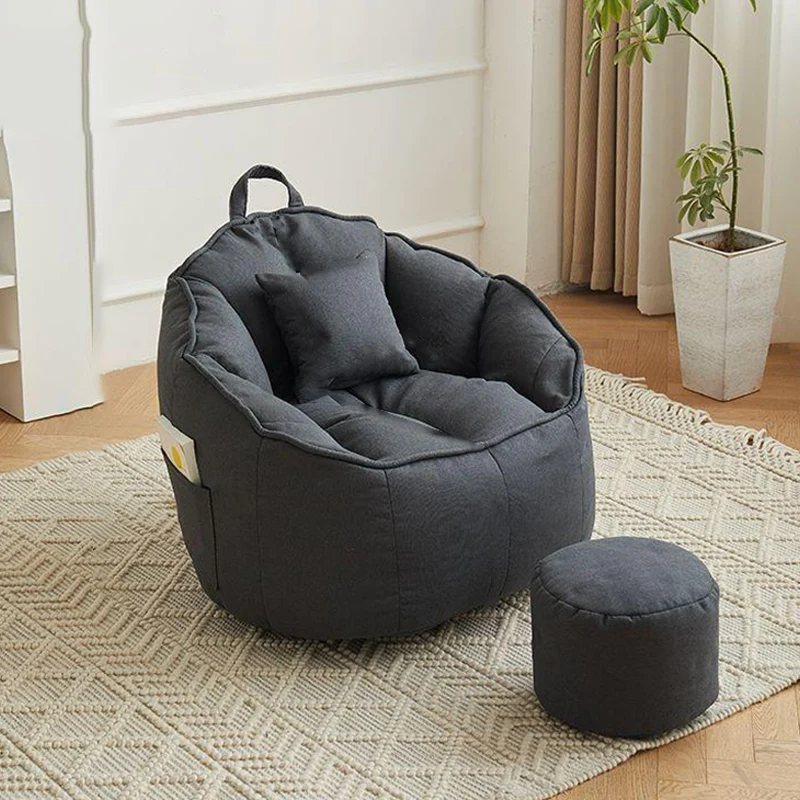 Contemporary Scandinavian Round Synthetic Fabric Accent Chair Backrest For Living Room