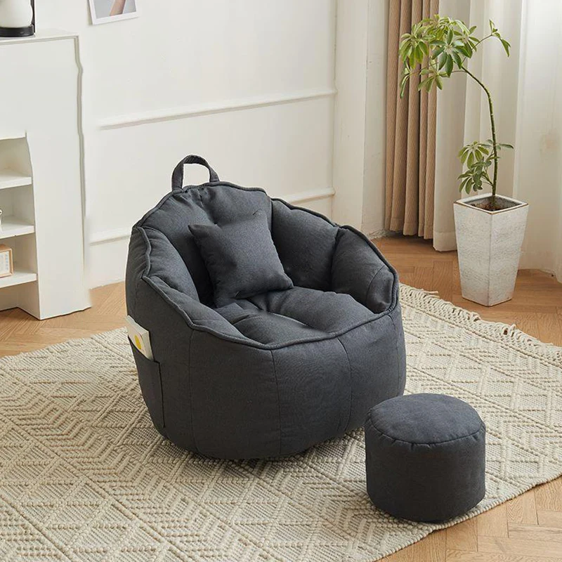Contemporary Scandinavian Round Synthetic Fabric Accent Chair Backrest For Living Room