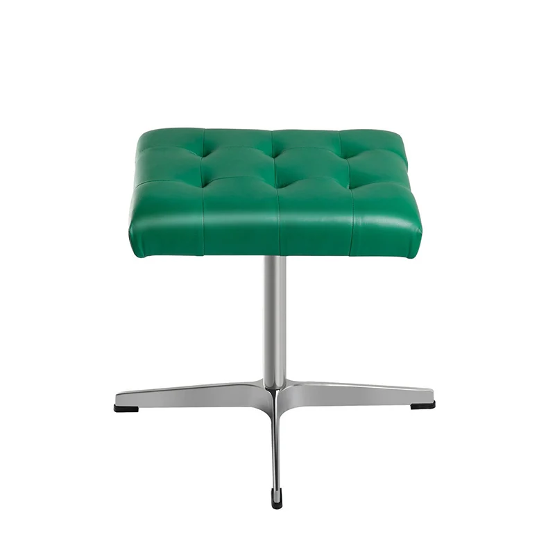 Traditional European Rectangular Faux Leather Stainless Steel Aluminum Vanity Stool For Bedroom