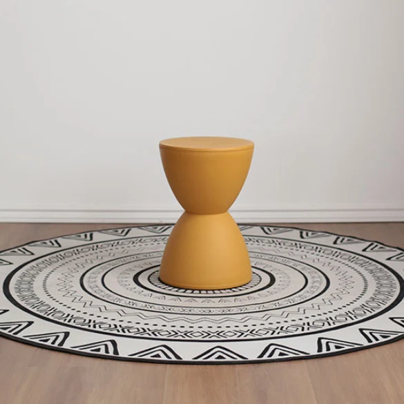 Contemporary Scandinavian Round Cone Hourglass Plastic Chair Backless For Living Room