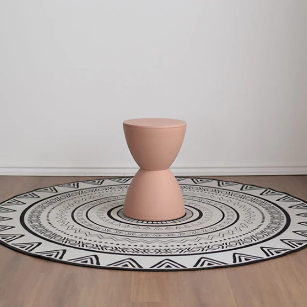 Contemporary Scandinavian Round Cone Hourglass Plastic Chair Backless For Living Room