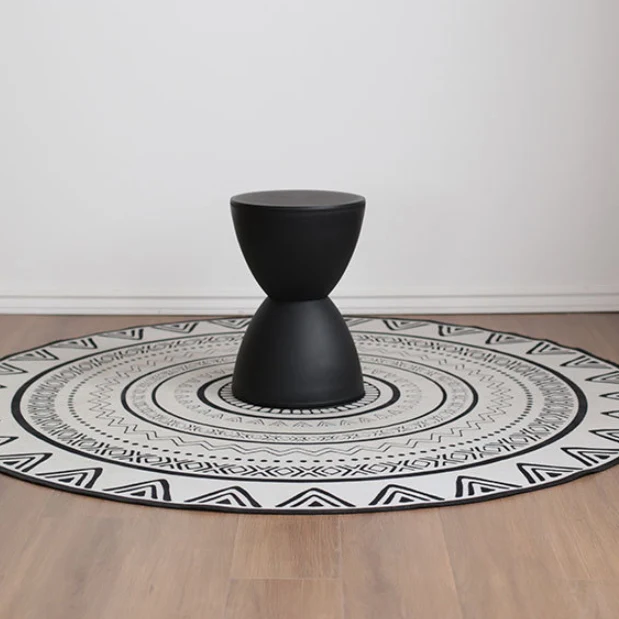 Contemporary Scandinavian Round Cone Hourglass Plastic Chair Backless For Living Room