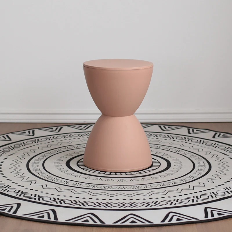 Contemporary Scandinavian Round Cone Hourglass Plastic Chair Backless For Living Room
