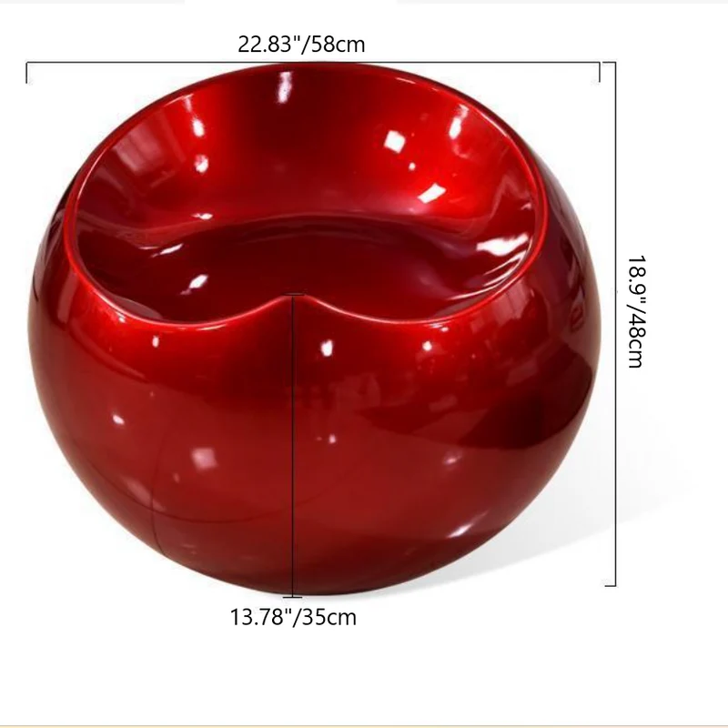 Modern Art Deco Apple Shape Round ABS Plastic Steel Chair Backless For Living Room