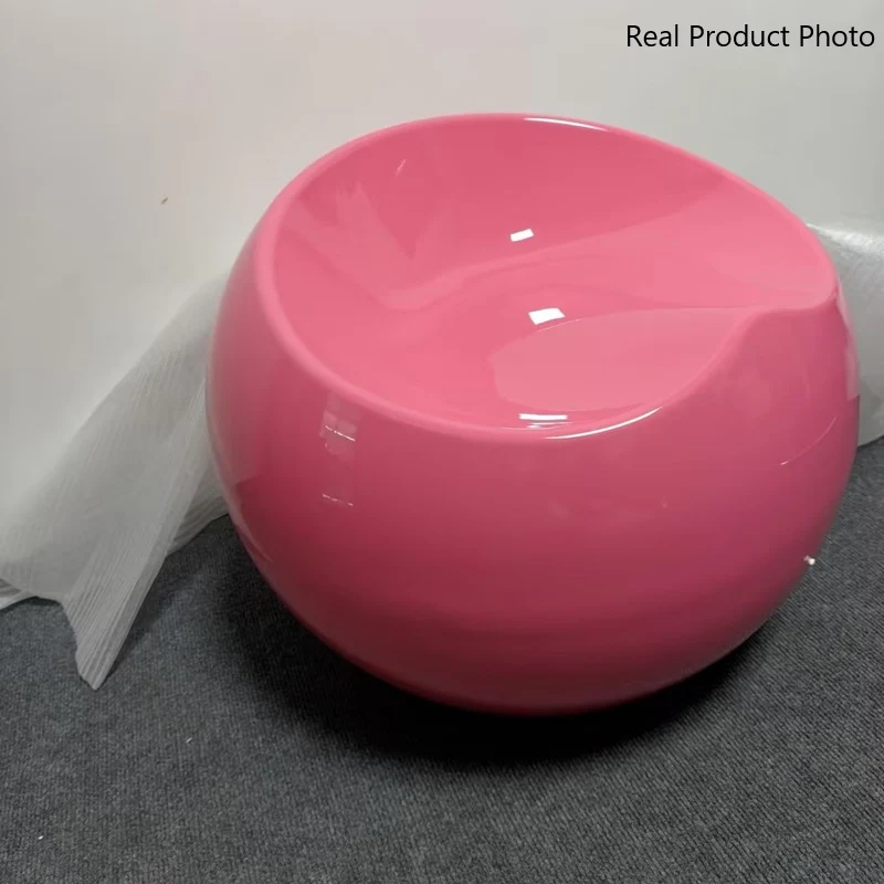 Modern Art Deco Apple Shape Round ABS Plastic Steel Chair Backless For Living Room