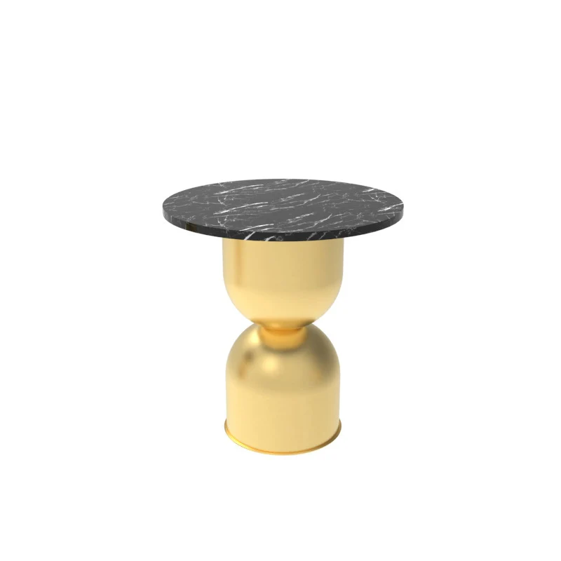 Contemporary Scandinavian Cylinder Round Marble Iron End Table 1-Tier For Living Room
