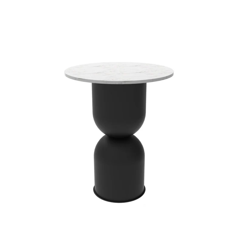 Contemporary Scandinavian Cylinder Round Marble Iron End Table 1-Tier For Living Room