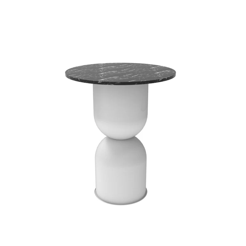 Contemporary Scandinavian Cylinder Round Marble Iron End Table 1-Tier For Living Room