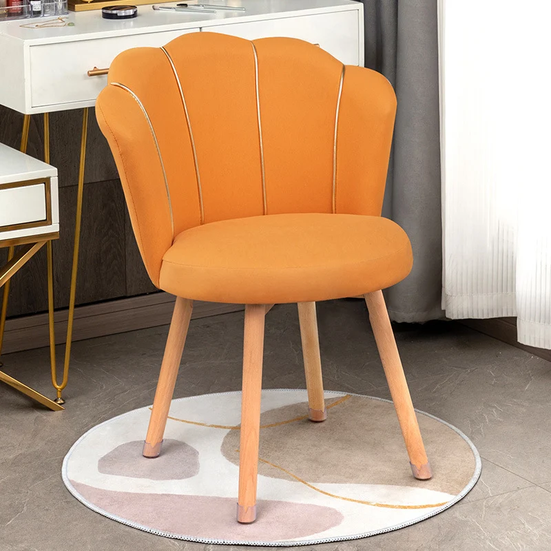 Modern Art Deco Petals Round Synthetic Fabric Solid Wood Vanity Chair Backrest For Bedroom