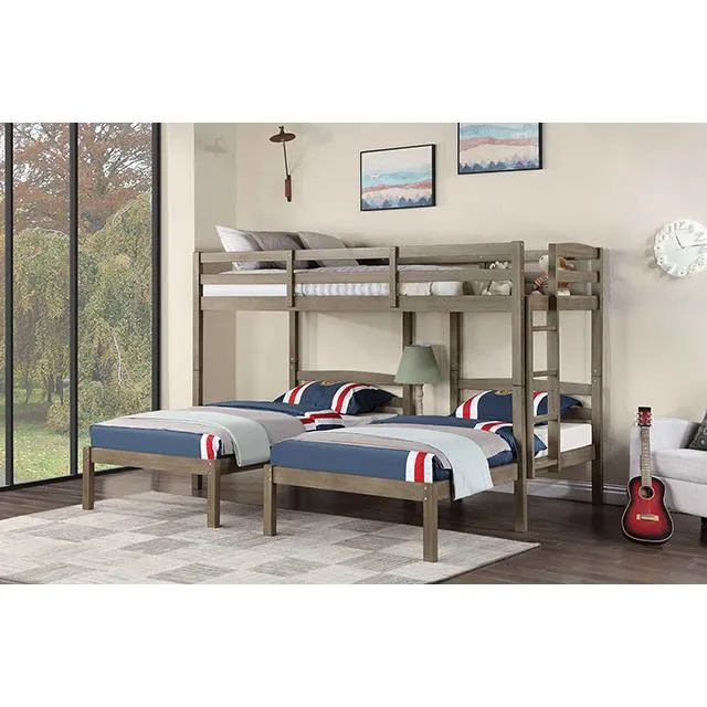 Furniture of America Hortense FOA-BK659GY Triple Twin Bed