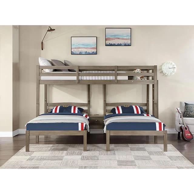 Furniture of America Hortense FOA-BK659GY Triple Twin Bed