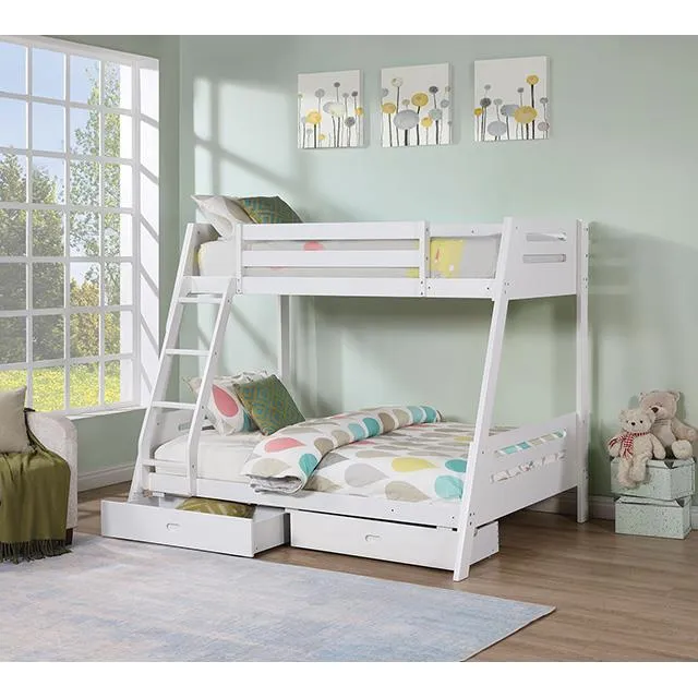 Furniture of America Emilee FM-BK003WH Twin/Full Bunk Bed