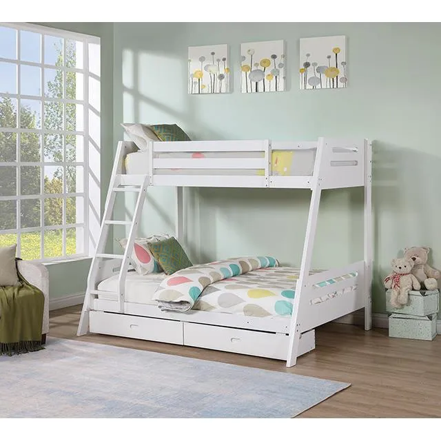 Furniture of America Emilee FM-BK003WH Twin/Full Bunk Bed