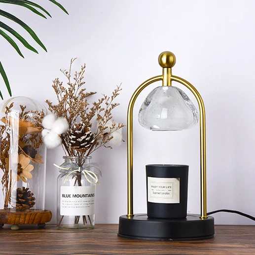 Contemporary Scandinavian Conical Crystal Lampshade Iron Base 1 - Light Melting Wax Table Lamp For Bedroom