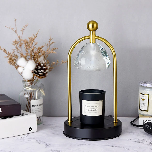 Contemporary Scandinavian Conical Crystal Lampshade Iron Base 1 - Light Melting Wax Table Lamp For Bedroom