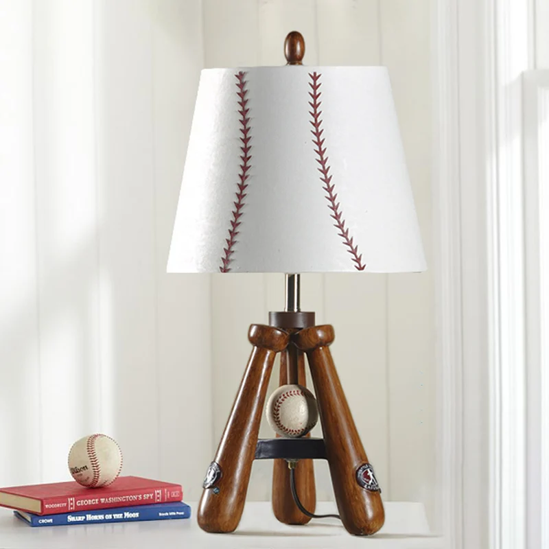 Contemporary Scandinavian Umbrella Shape Baseball Fabric Lampshade Resin Base 1 - Light Table Lamp For Living Room