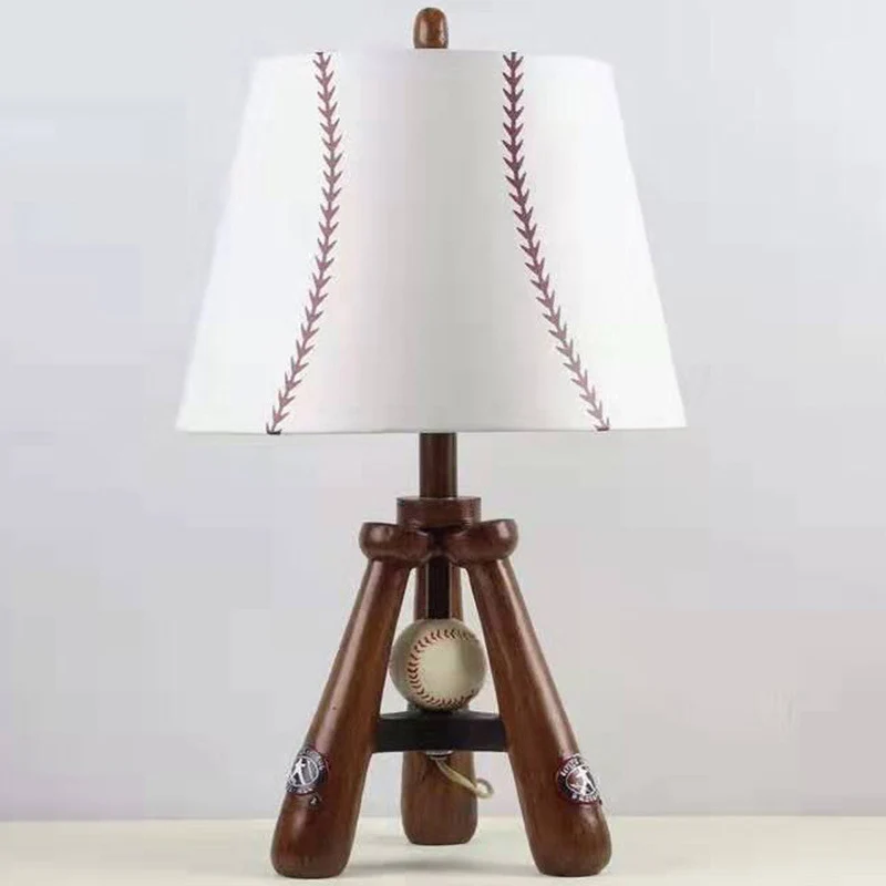 Contemporary Scandinavian Umbrella Shape Baseball Fabric Lampshade Resin Base 1 - Light Table Lamp For Living Room