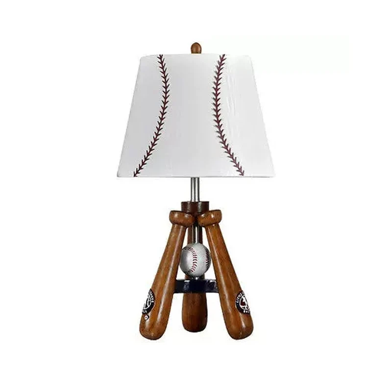 Contemporary Scandinavian Umbrella Shape Baseball Fabric Lampshade Resin Base 1 - Light Table Lamp For Living Room
