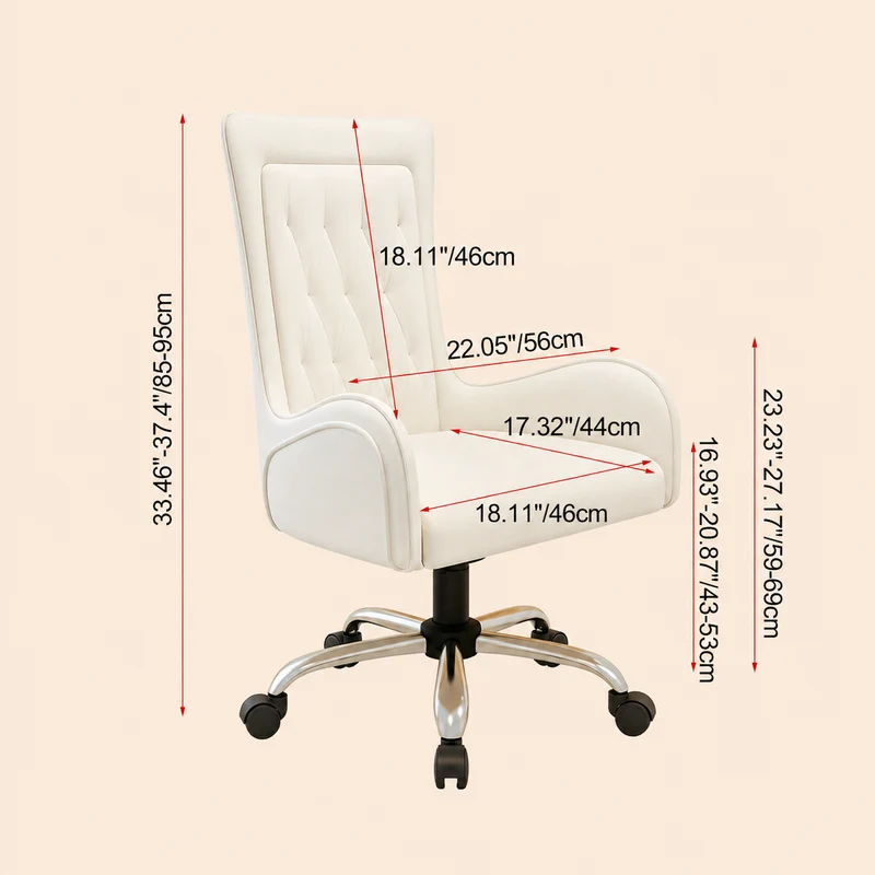 Contemporary Nordic PU Leather Steel Plywood Desk Chair Backrest Armrest For Home Office