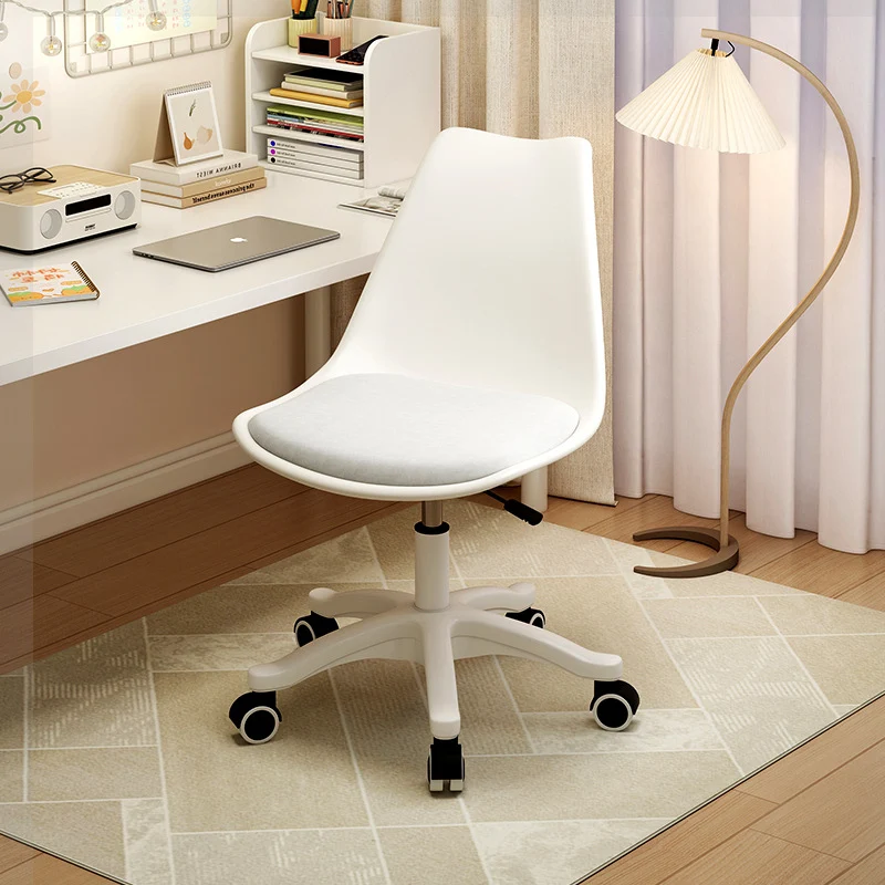 Contemporary Nordic Rectangular Plastic Carbon Steel Nylon Desk Chair Backrest Armless For Home Office