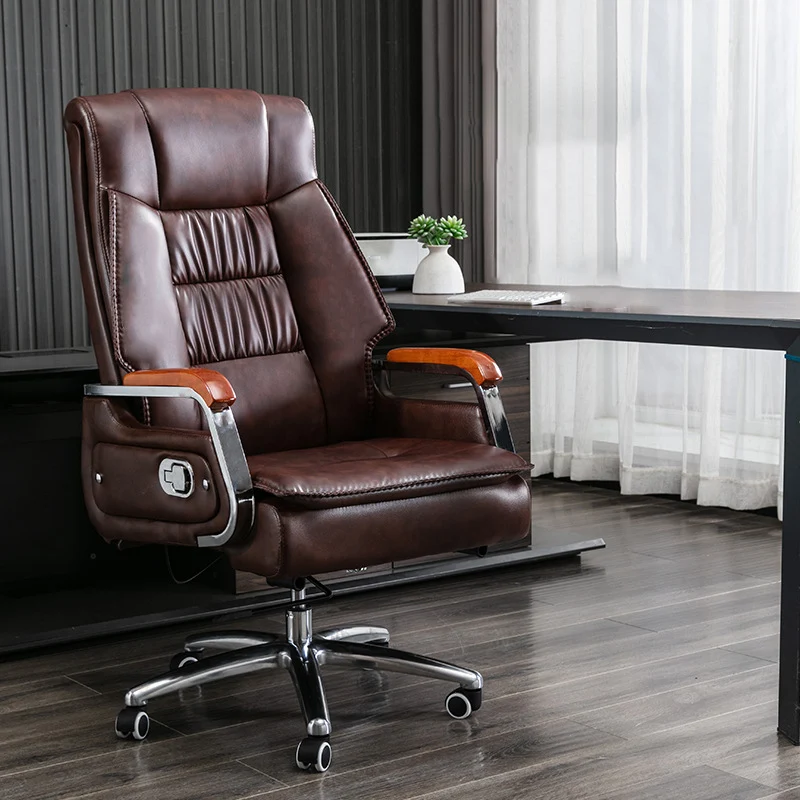 Contemporary Scandinavian Rectangular Aluminum Alloy Pine PU Leather Desk Chair Backrest Armrest Footrest For Home Office