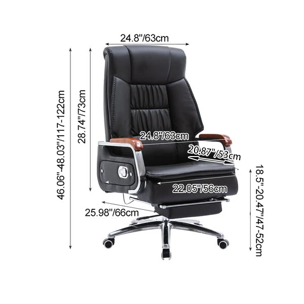 Contemporary Scandinavian Rectangular Aluminum Alloy Pine PU Leather Desk Chair Backrest Armrest Footrest For Home Office